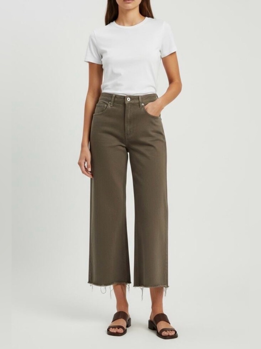 Reformation Olive Green Wide Leg Jeans